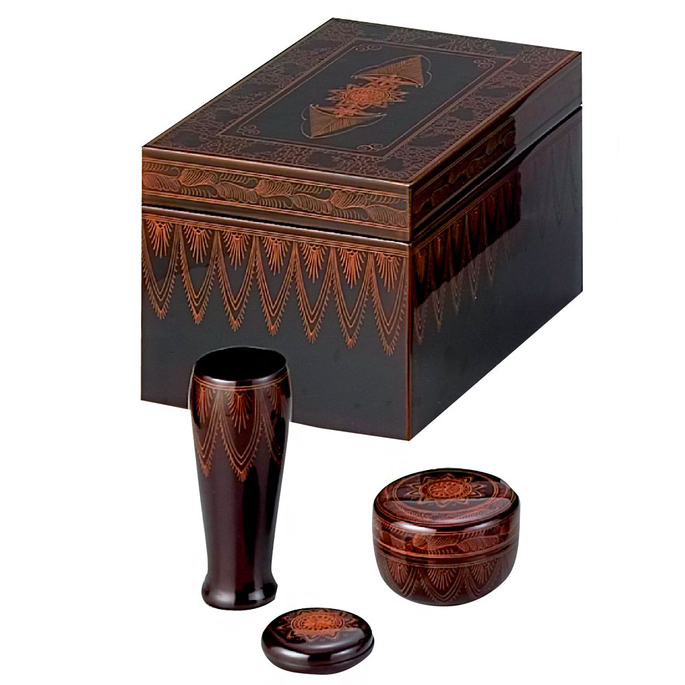 茶道具 茶箱】 茶箱セット キンマ (棗・香合・茶筅筒付き) 中村宗悦作