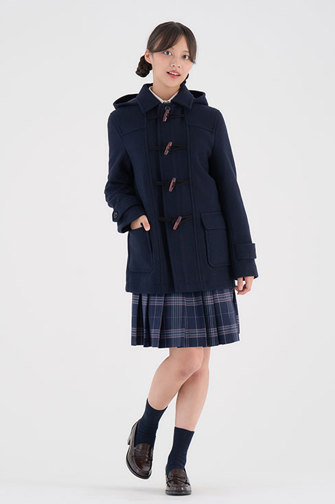 ショート丈ダッフルコート（男女兼用）のネイビーは制服通販のカンコー