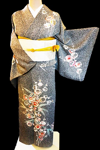 正絹単衣訪問着レンタルフルセット「たたき染めに幾何学花」 | すべて