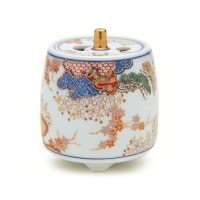 香器『香炉【錦牡丹竹絵(にしきぼたんたけえ)[筒型]/大秀】木箱入