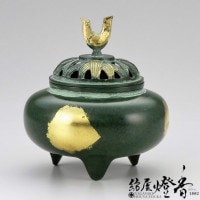 香炉/香器『高岡銅器【玉胴型香炉/波千鳥/蒔絵】銅製[空焚き用]』竹中
