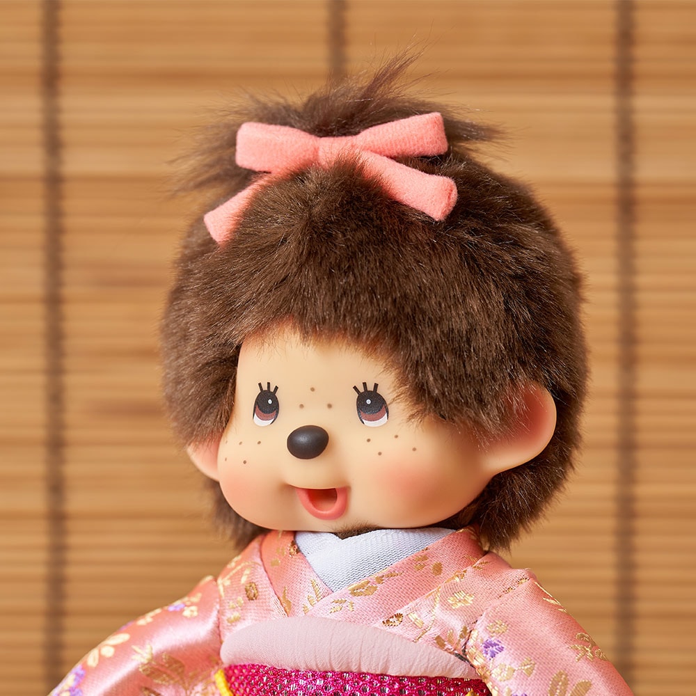 久月オリジナル お着物モンチッチ 女の子 ピンク IPM-17-Z