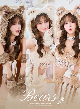 即日発送】テディベアギンガムファーセットアップ《ハロウィンコスプレ