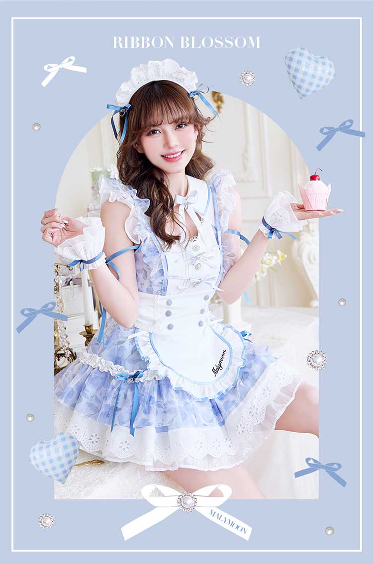 即日発送】シフォンフリルブロッサムメイド《オリジナルコスプレ7点