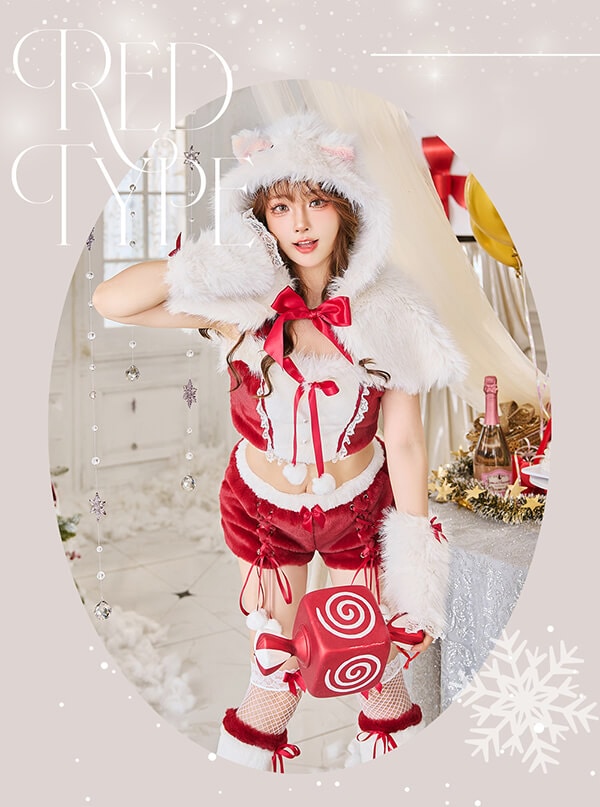 即日発送】ふわふわメレンゲリボンキャットサンタ《クリスマスコスプレ