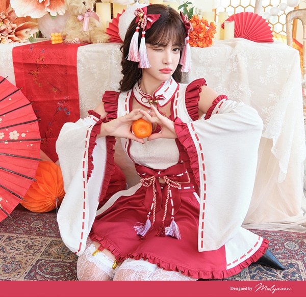 即日発送】ガーリーリボン巫女コスチューム《ハロウィンコスプレ7点