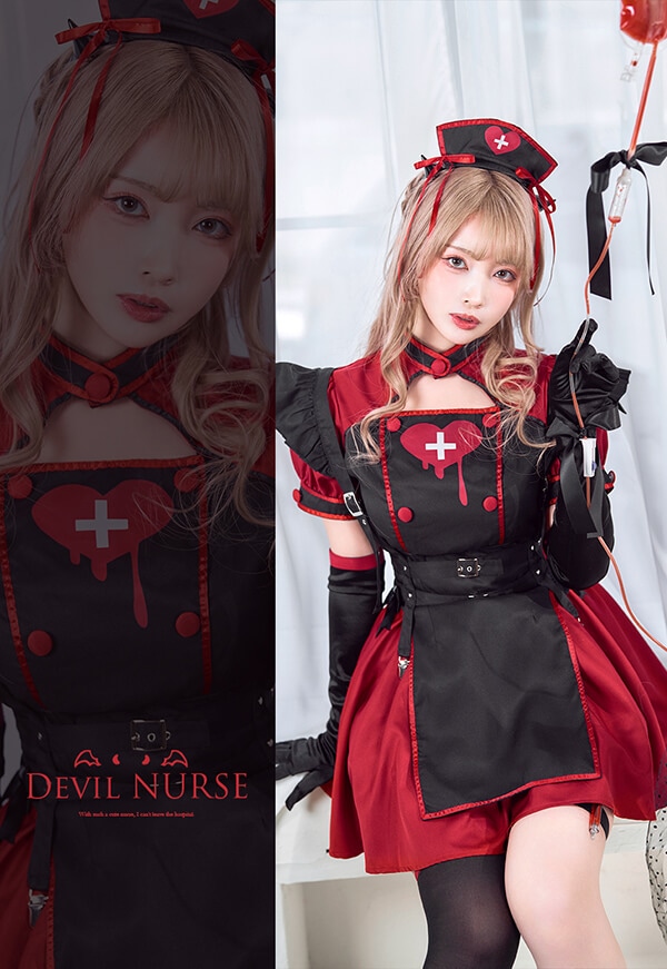 即日発送】ブラックデビルハーネスナース《ハロウィンコスプレ9点