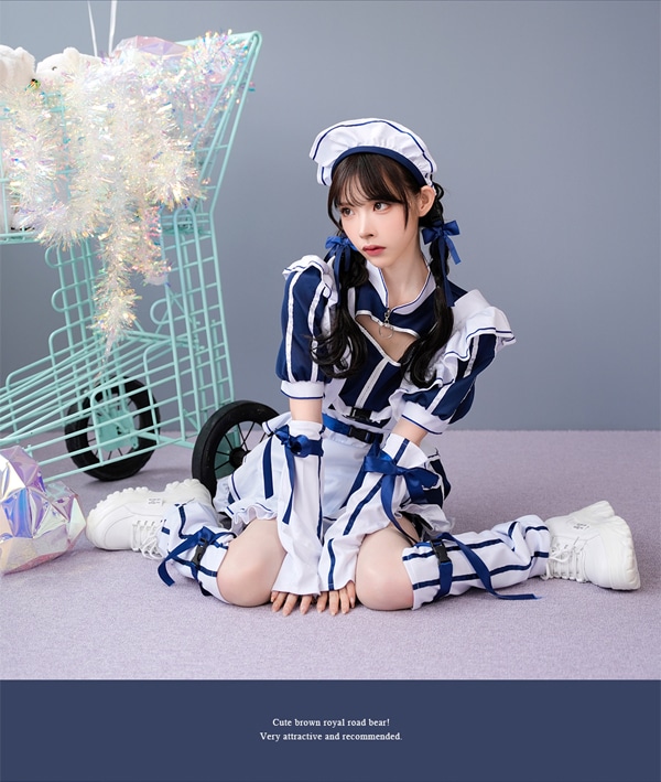 即日発送】ミッドブルージャージメイド《ハロウィンコスプレ6点セット