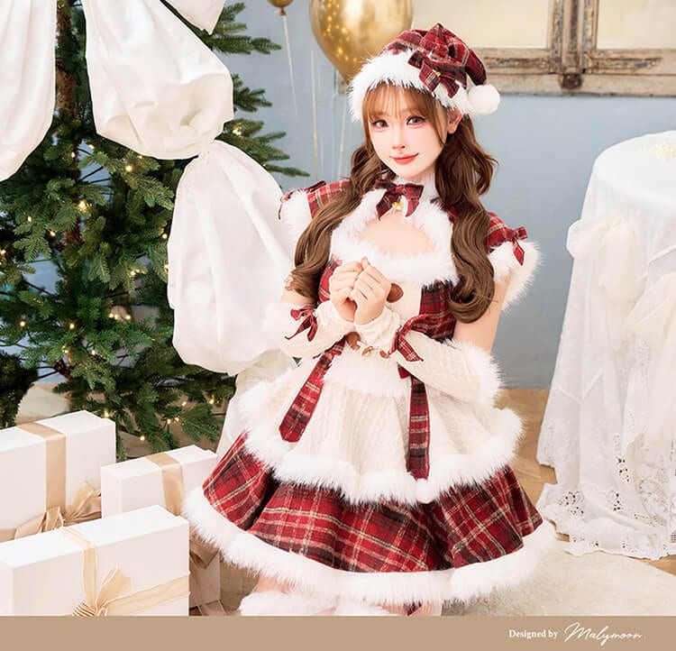 1～3営業日で発送】ミルキーニットダッフルチェックサンタ《クリスマス