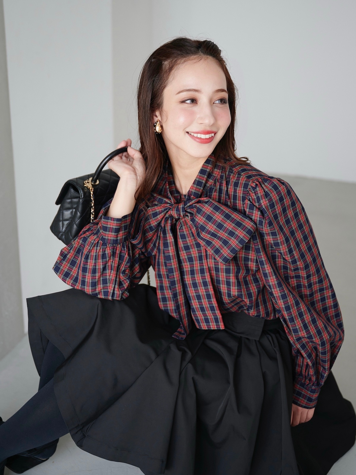 タータンチェックボウタイブラウス【残りわずか】 | ALL | OBLI