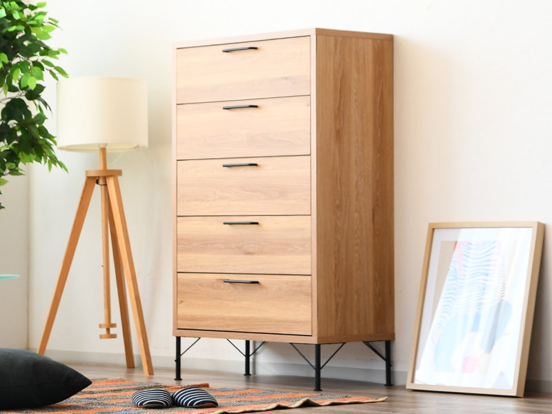 ハイチェスト 5段 幅80cm タンス 箪笥 大容量 洋服 衣類収納 北欧 日本