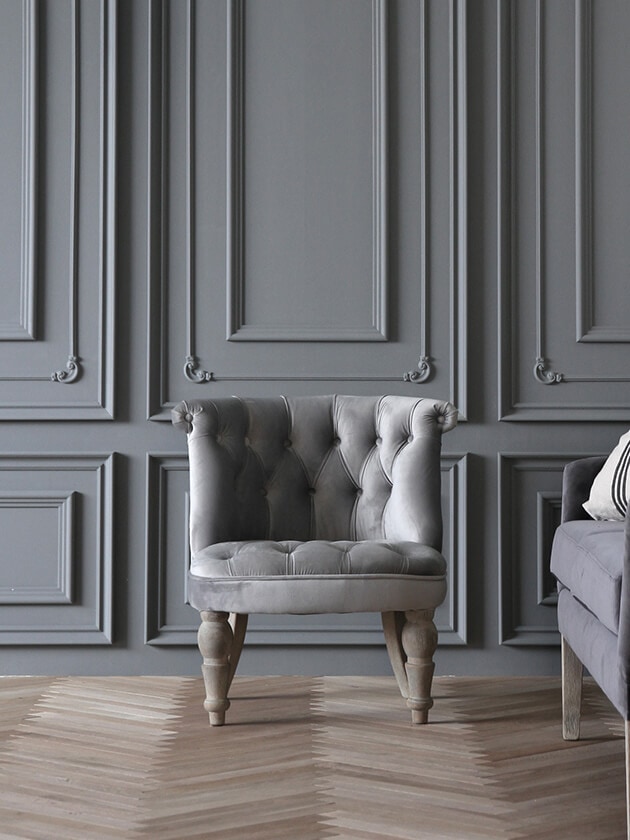 ClassicフレンチローチェアNina ライトグレーベルベット