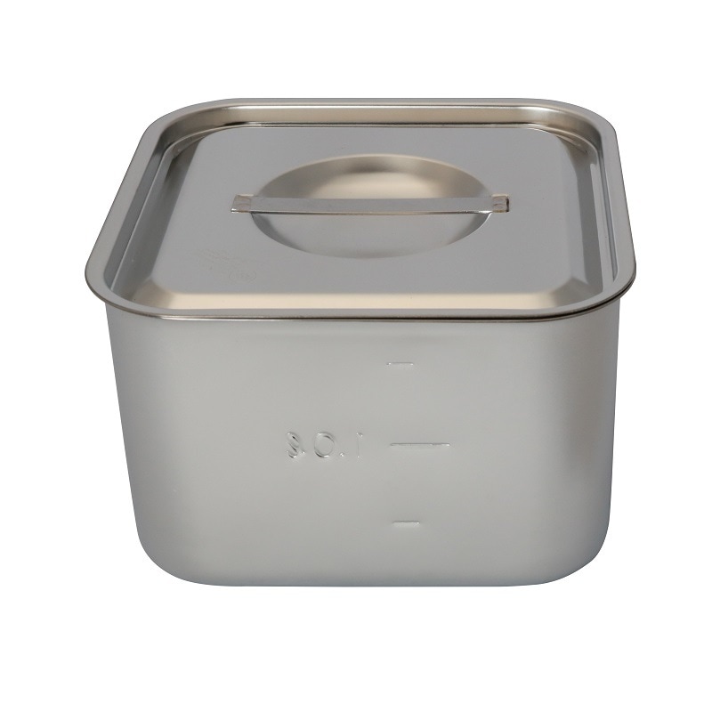 HACCP】【NSF】18-8 浅型角キッチンポット 目盛付 1.9L SH-4214