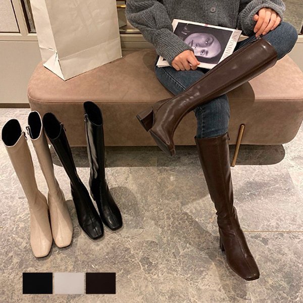 裏起毛スクエアトゥロングブーツ | レディース,シューズ,ブーツ