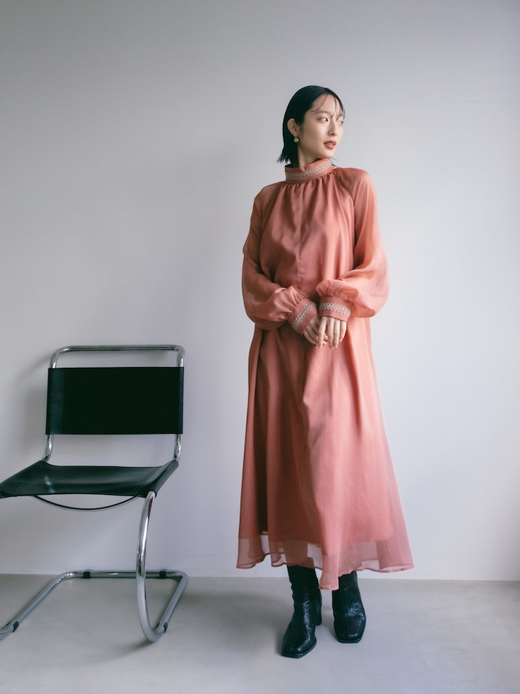 Cord Embroidery Long Dress｜結婚式やお呼ばれに｜シフォンワンピース