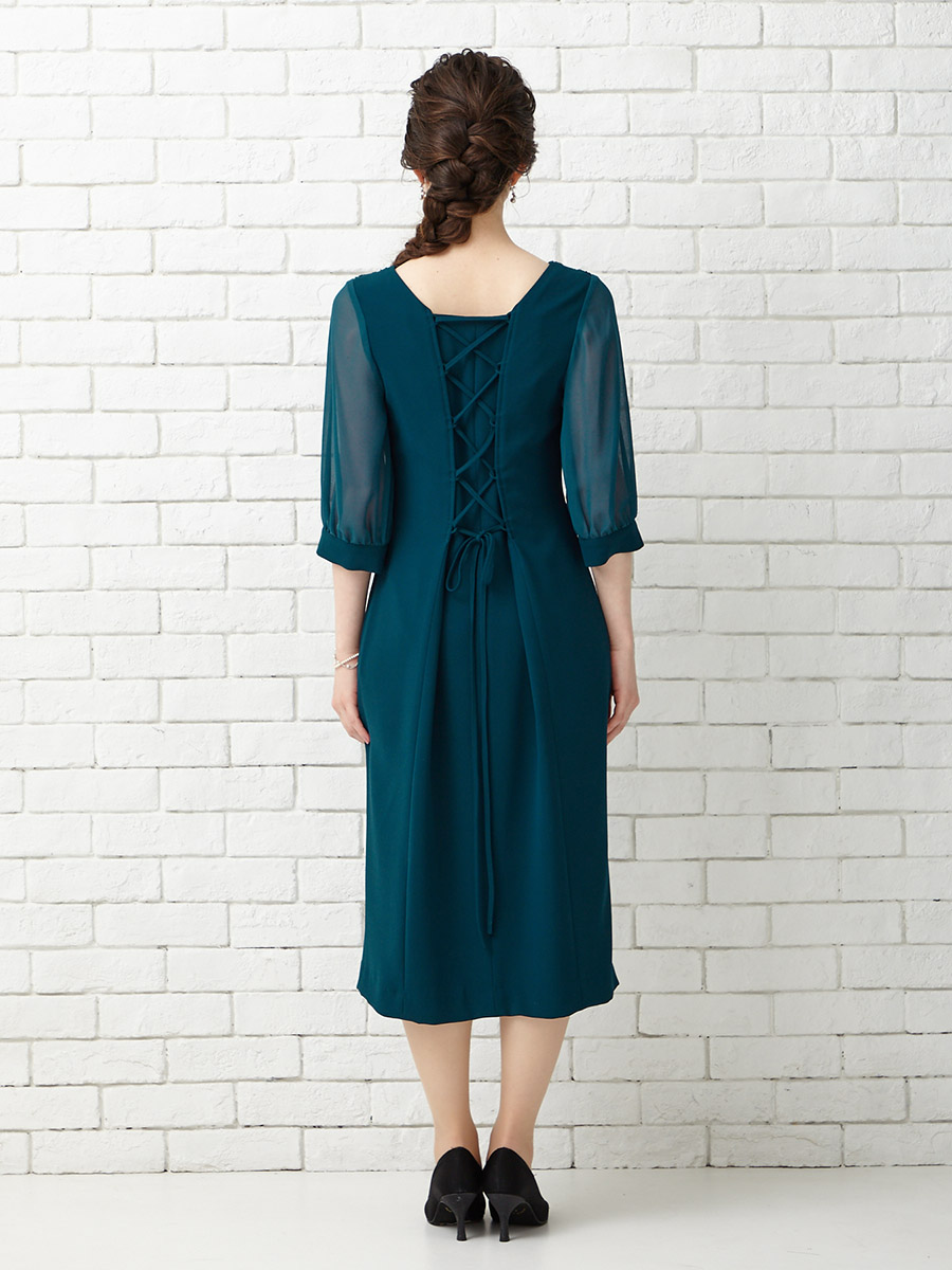 カットジャカードタイトラインドレス｜パーティードレスの通販AIMER