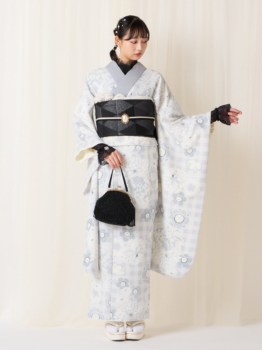 振袖単品「ココアギンガム」(FREE ライトグレー): ふりふ ｜ミマツ