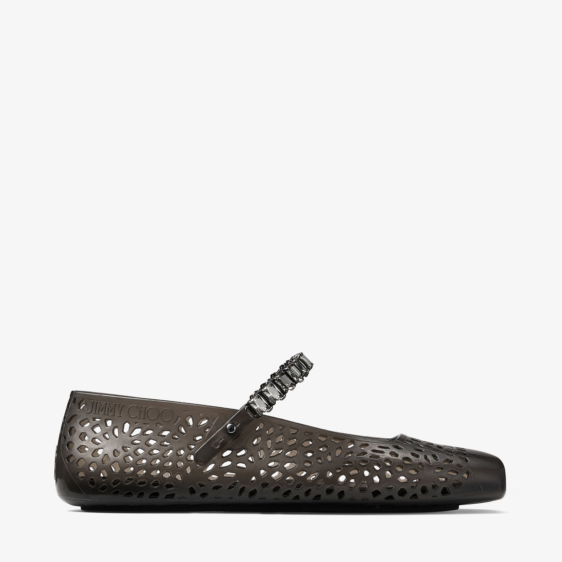 The Jelly |Black Jelly Ballerina Flats with Crystal Embellishment