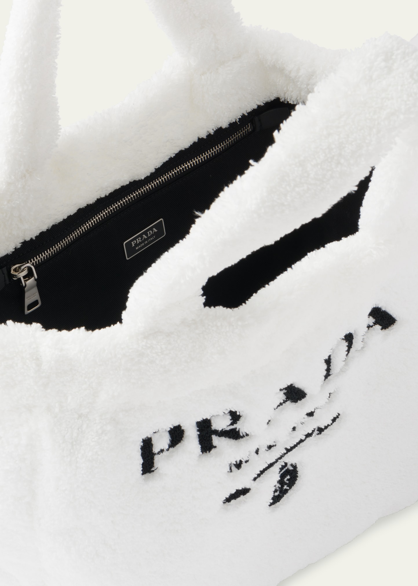 Prada Spunga Faux-Fur Logo Tote Bag - Bergdorf Goodman