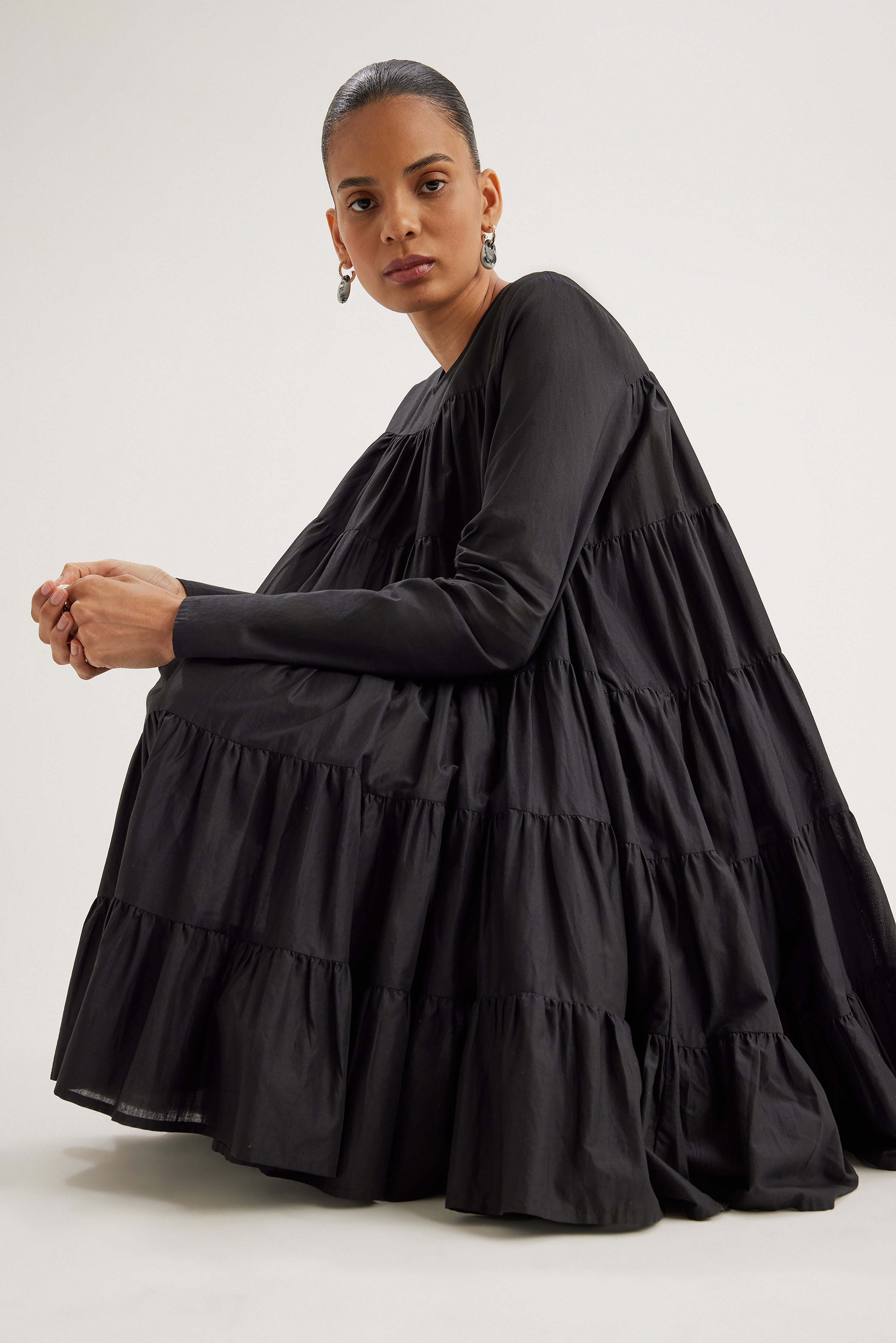 Merlette Soliman Tiered Dress in Black