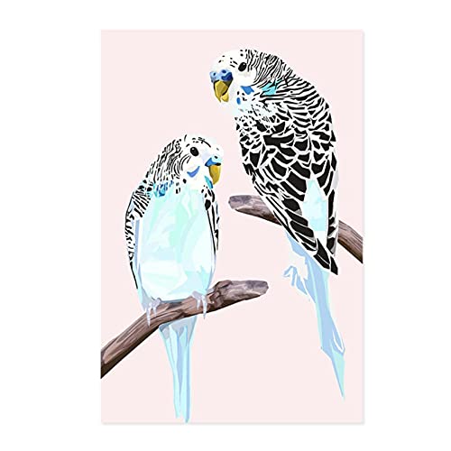 キャンバス油絵 専用 仲良く集まるカラフルかわいいインコたち