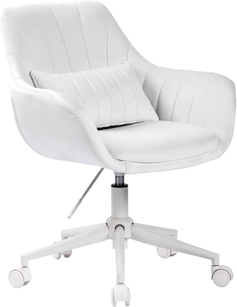 Amazon｜ASHEL ジェリー デスクチェア ベロア キャスター 白脚