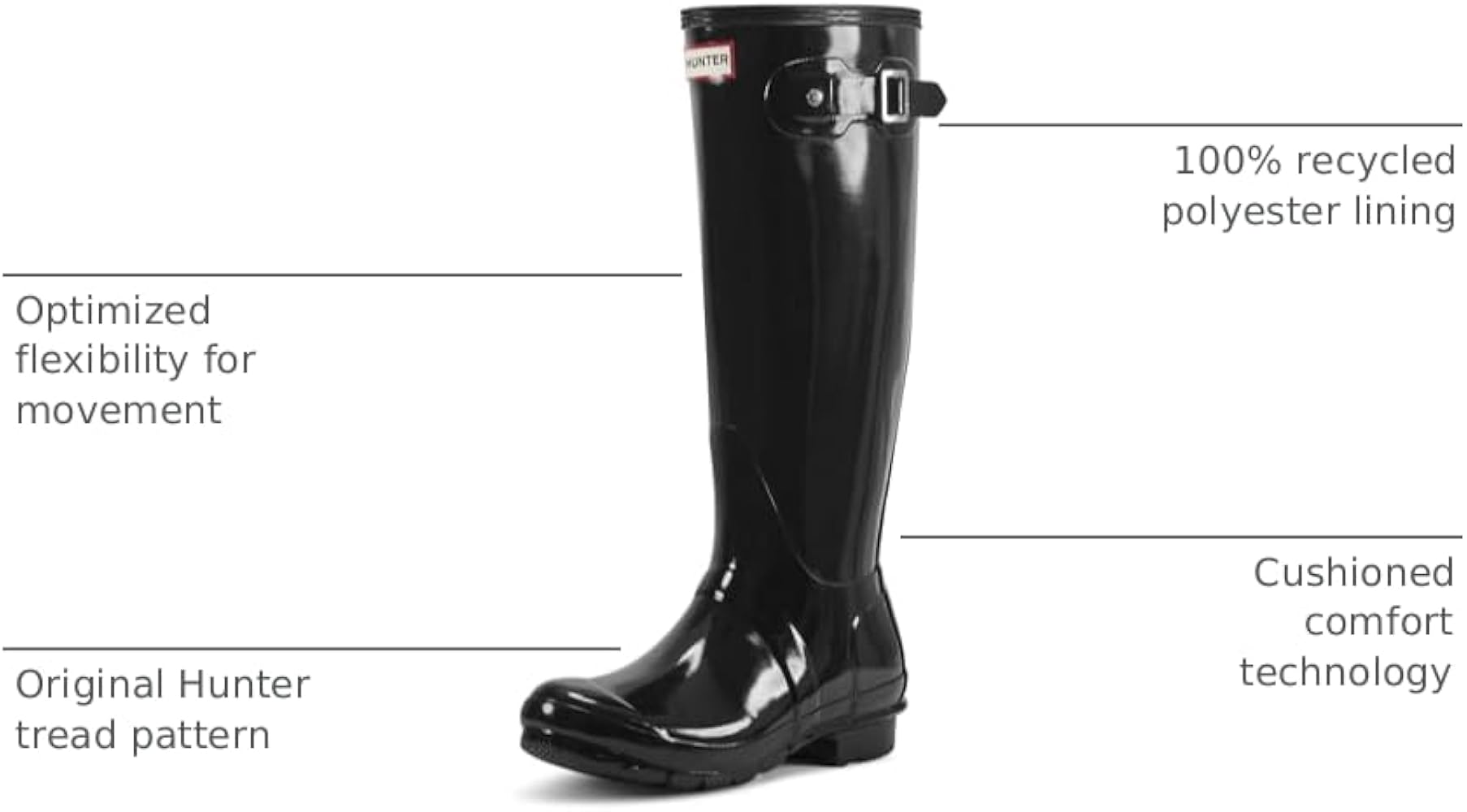 Amazon.com | Hunter Women's Original Tall Gloss Rain Boots, Black