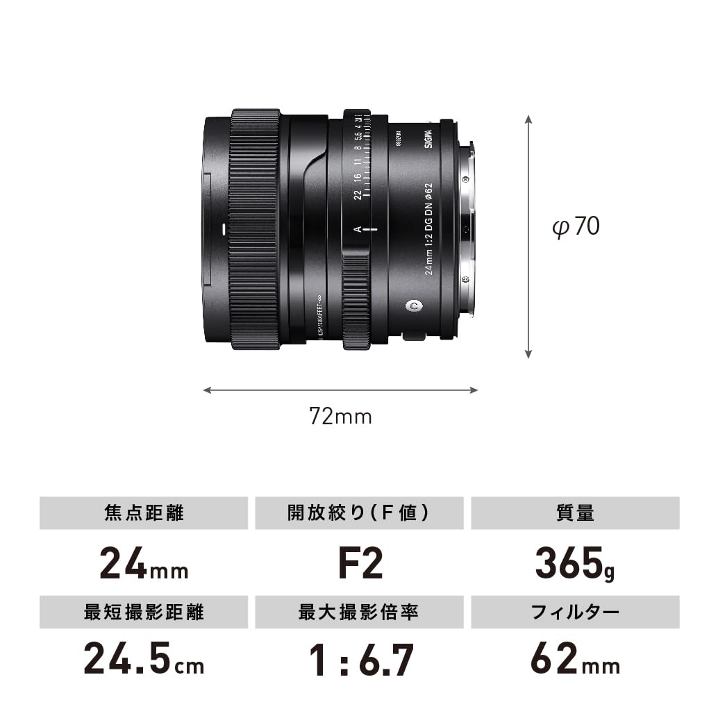 Amazon.co.jp: シグマ(Sigma) レンズ 24mm F2 DG DN Lマウント 単焦点