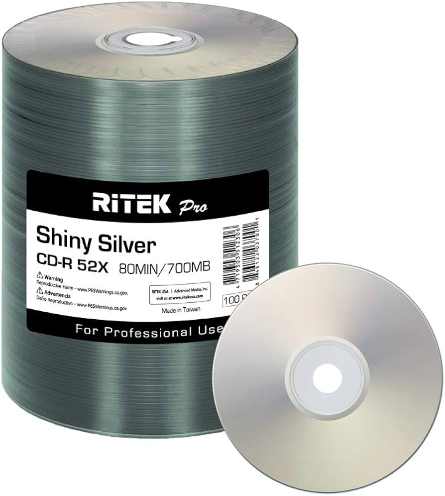 Amazon.com: 100 Pack Ritek Pro (Professional Grade) CD-R 52X 700MB