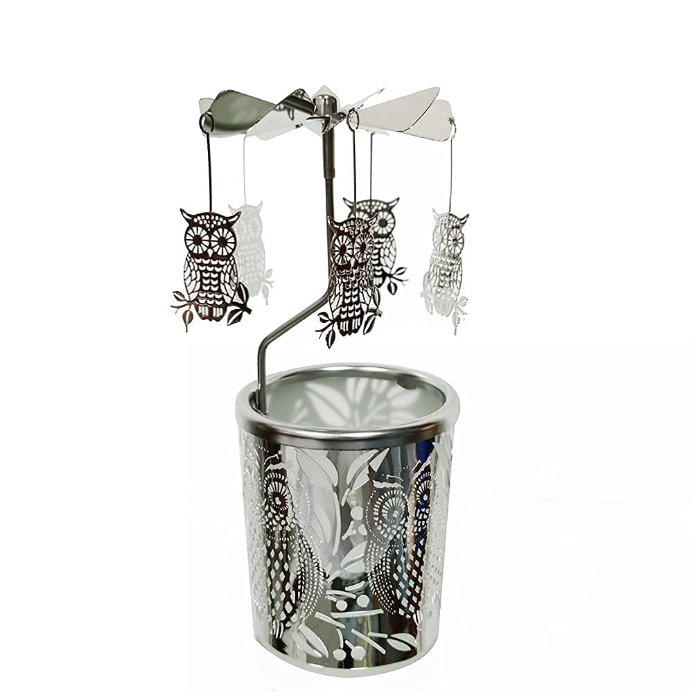 Amazon.co.jp: kingnero フクロウ回転キャンドルホルダー ステンレス