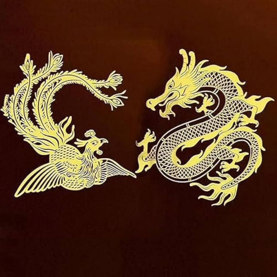 Amazon.co.jp: 金蒔絵シール 辰年 龍 鳳凰 2個セット 守護仏 祈る