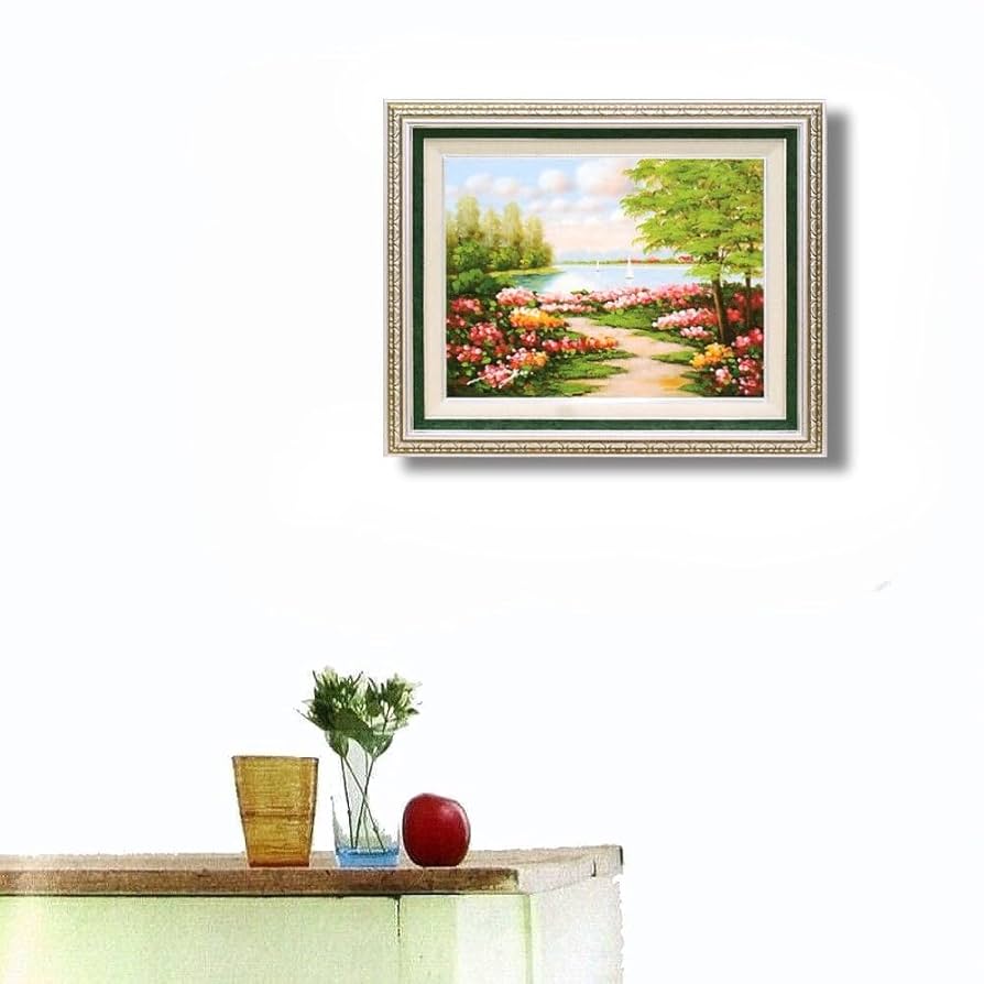 ご依頼品 風景画 花の絵 アクリル画 原画 「れんげ畑2」F8 ご依頼品