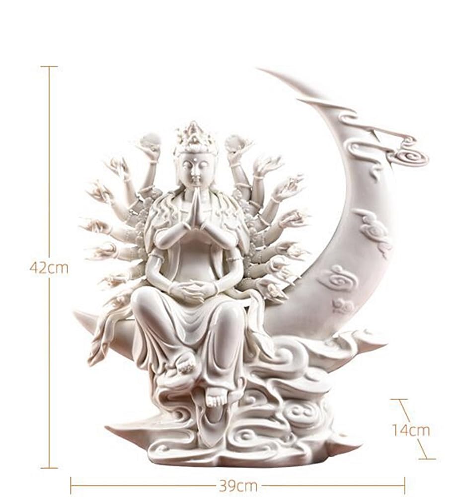 Amazon｜観音様置物 白磁42cm水月千手観音像 仏壇用ホーム