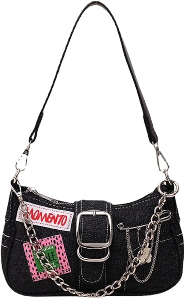Amazon.com: Y2K Black Small Shoulder Bag Goth Bag Grunge Aesthetic