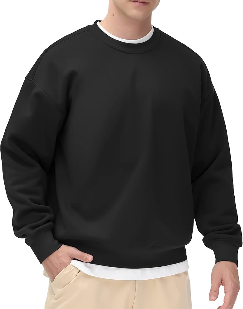 THE GYM PEOPLE Men's Fleece Crewneck Sweatshirt Thick Loose fit