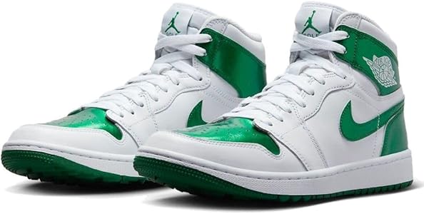 Amazon.com | Nike Men's Jordan 1 High Golf Shoes, White/Pine Green