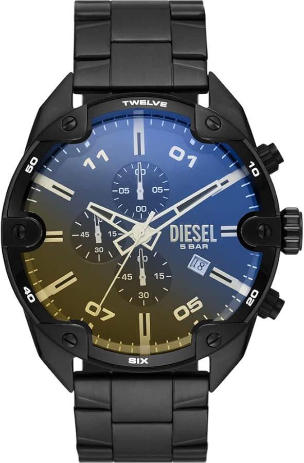 Diesel Watch for Men Spiked, Chronograph Movement, 49 mm Black