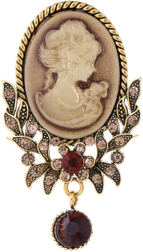 Amazon.com: Kokoma Dangling Crystal Lady Portrait Brooch Pin for