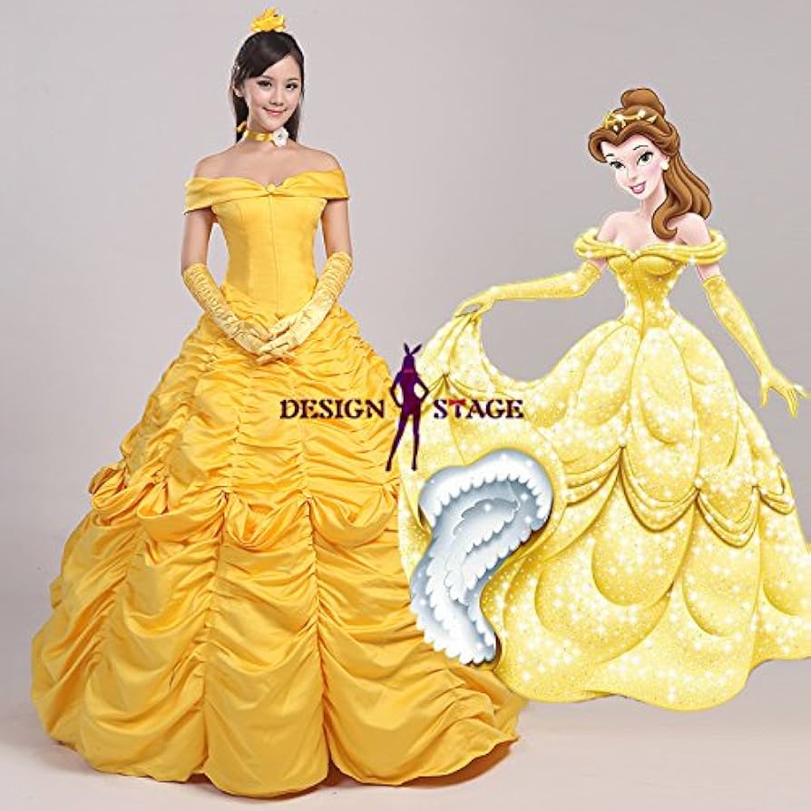 Amazon.co.jp: ディズニー映画 美女と野獣 ベル 風 ドレス 姫 大人