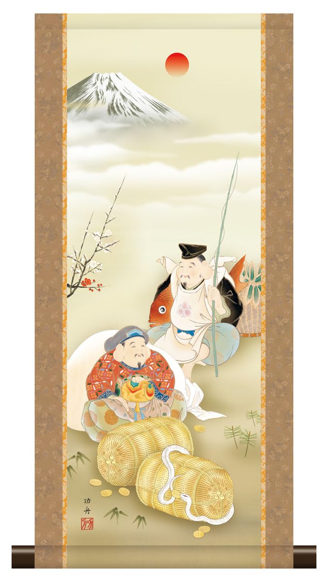 Amazon.co.jp: 10年保証 掛け軸 ミニ掛け軸 和風 縁起画 恵比寿大黒