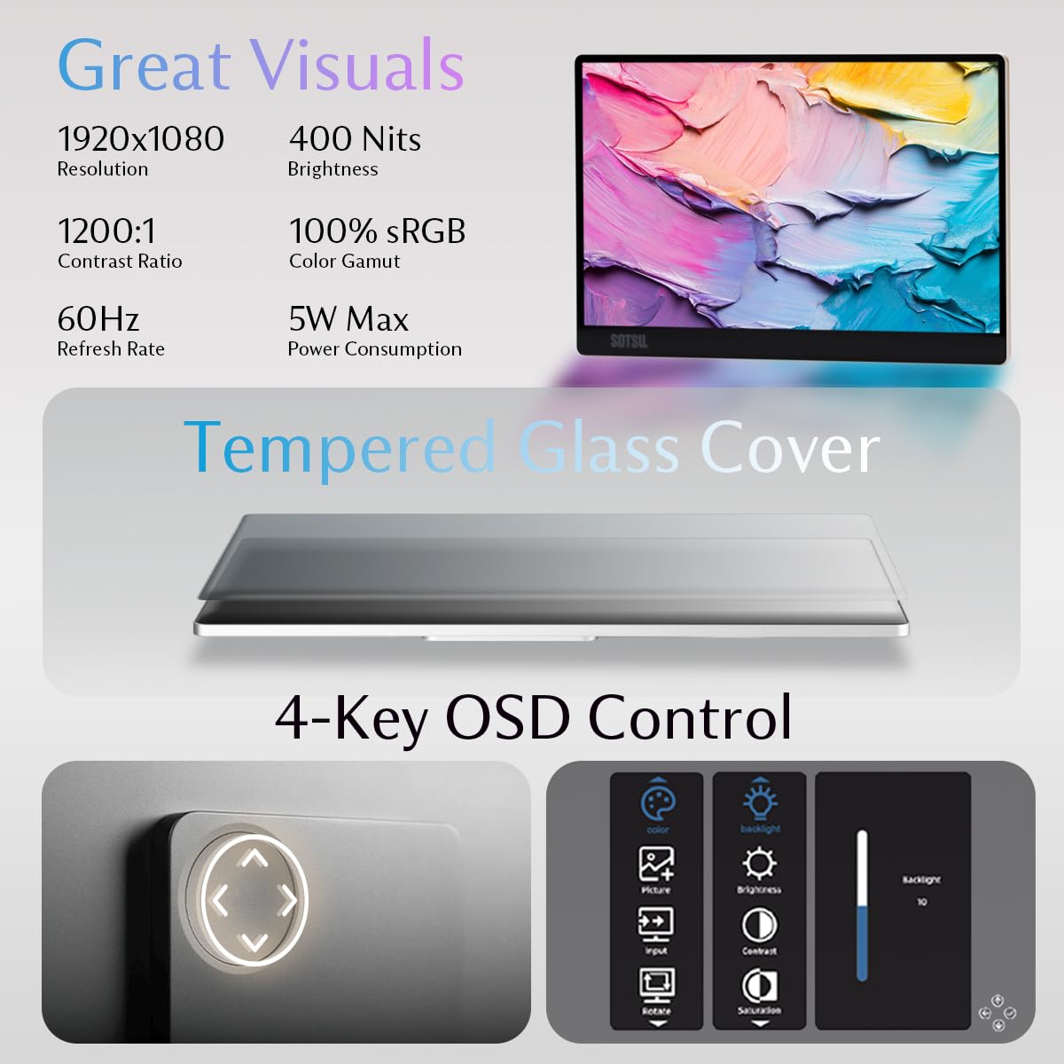 Amazon.com: SOTSU FlipAction Go 14 英吋(約35.6 公分)高級便攜式監視