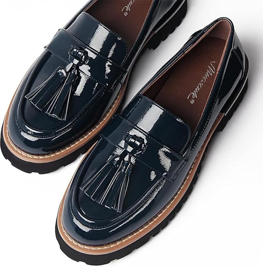 Amazon.com | MUCCCUTE Navy Blue Platform Loafers for Women Chunky