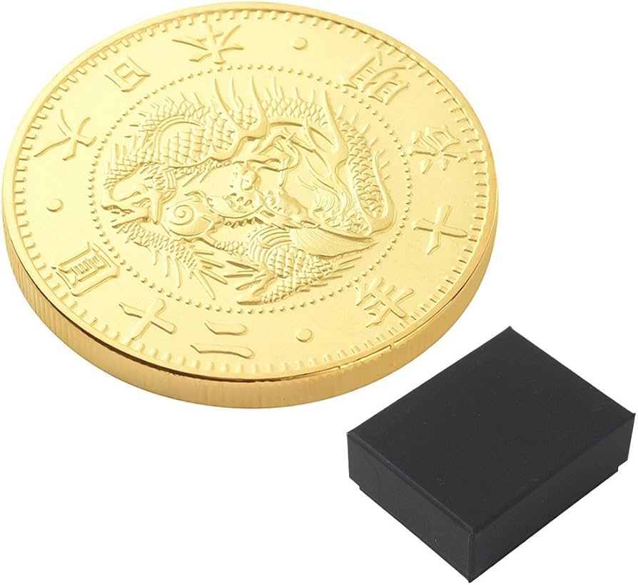 Amazon.co.jp: 復刻版 近代銭 明治十年銘 旧二十圓 金貨 金鍍金 艶消し