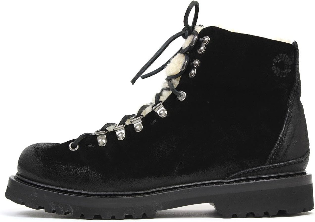 Amazon | [ブッテロ] マウンテンブーツ スエード×ムートン ブラック