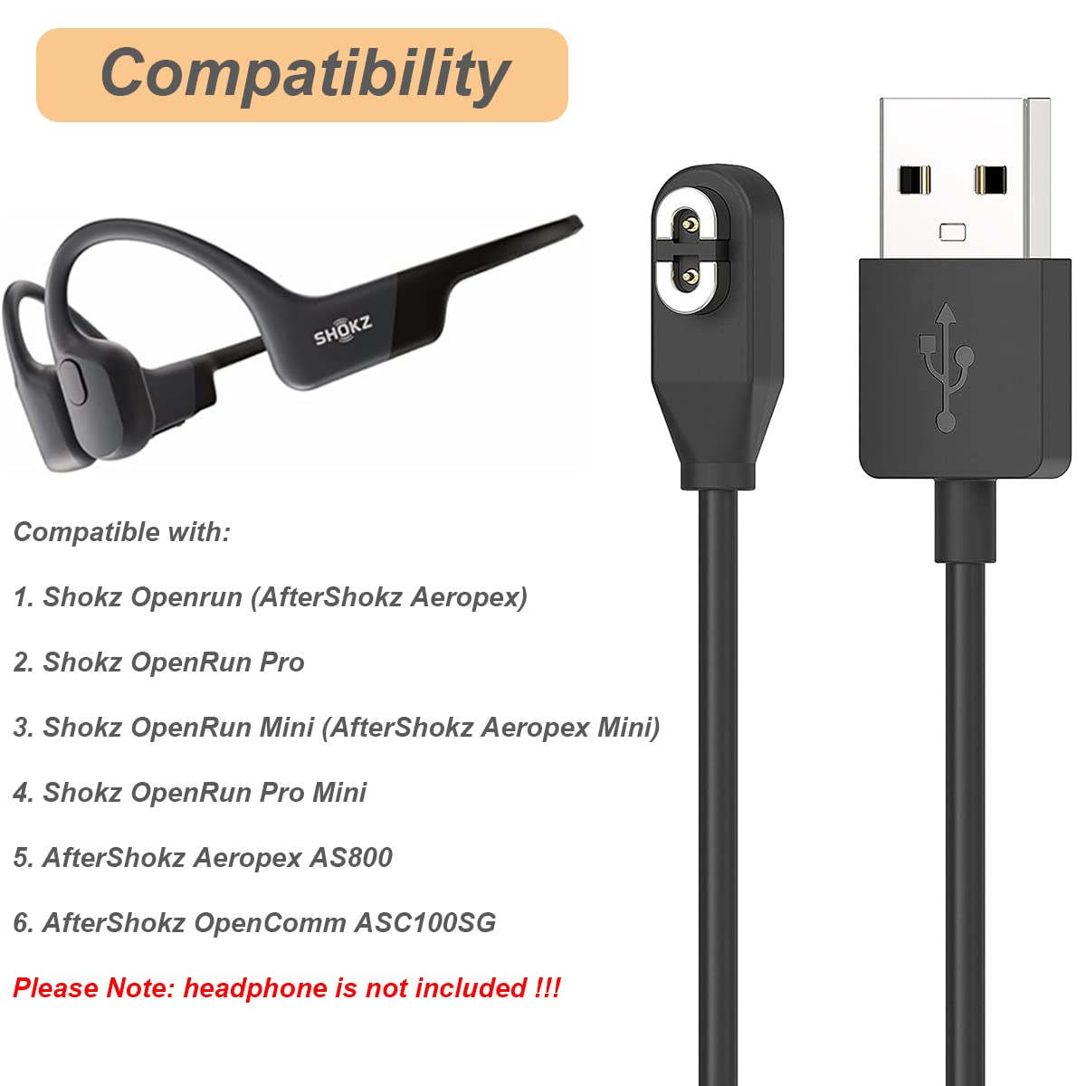 Amazon.com: Nisyctk Charging Cable for Shokz Openrun Pro Mini