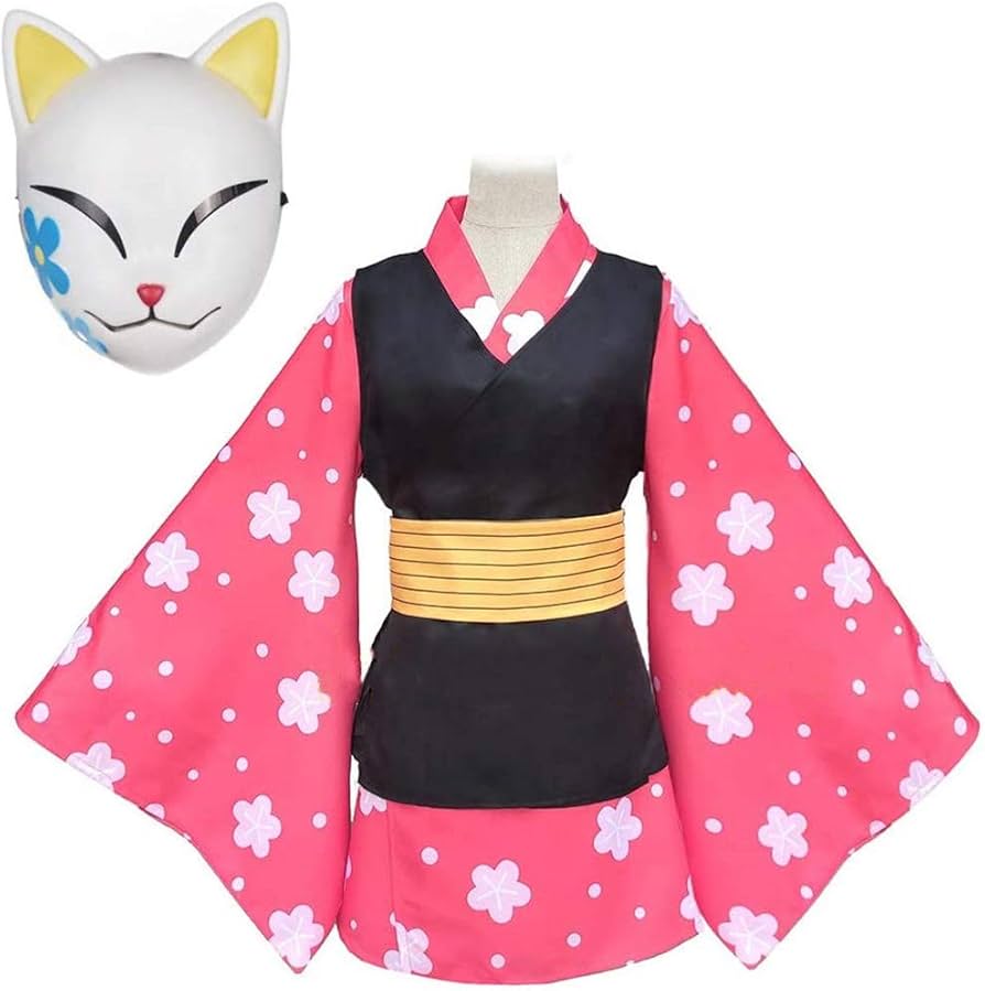 Amazon.co.jp: 鬼滅の刃 真菰コスプレ衣装5点セット お面付 真菰