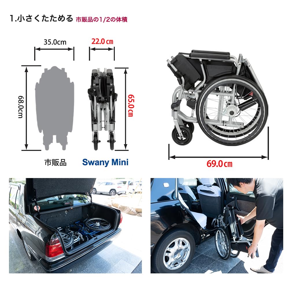 Amazon | Swany Mini スワニーミニ 自走式 車いす 軽量 コンパクト