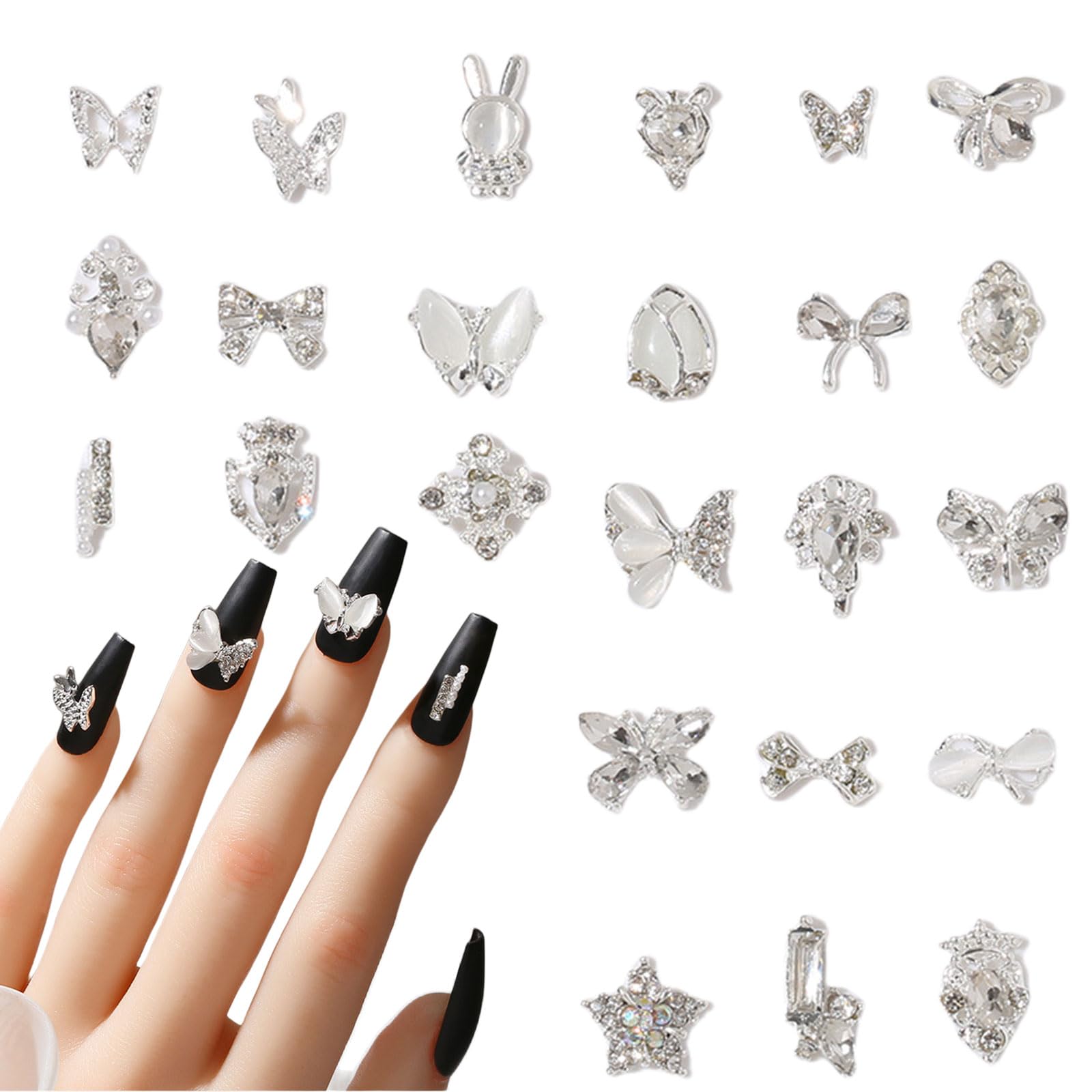 Amazon | ネイルパーツ リボン 蝶々 うさぎ 45個セット 可愛い ネイル