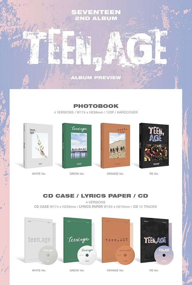 SEVENTEEN - SEVENTEEN [TEEN,AGE] 2nd Album Random Ver CD+Photobook