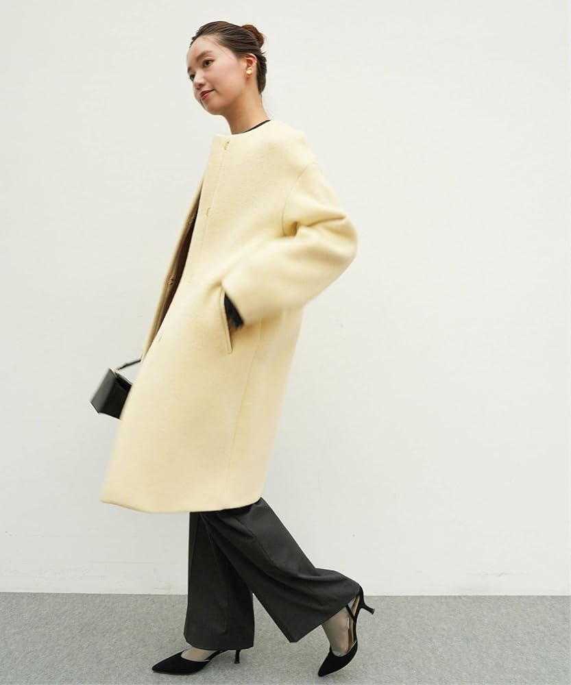 Amazon | [IÉNA] [イエナ]ラムウールノーカラーコート 34 ピンク